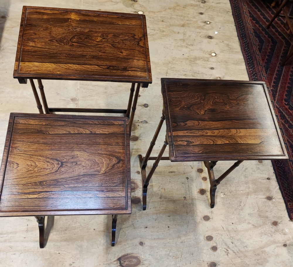Fine nest of 3 Regency rosewood tables. View VI
