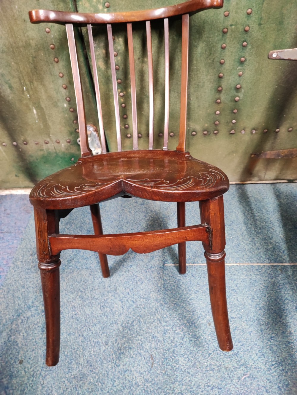 Unusual, Art's and crafts carved walnut child's chair. View IV