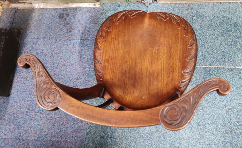 Unusual, Art's and crafts carved walnut child's chair. View V