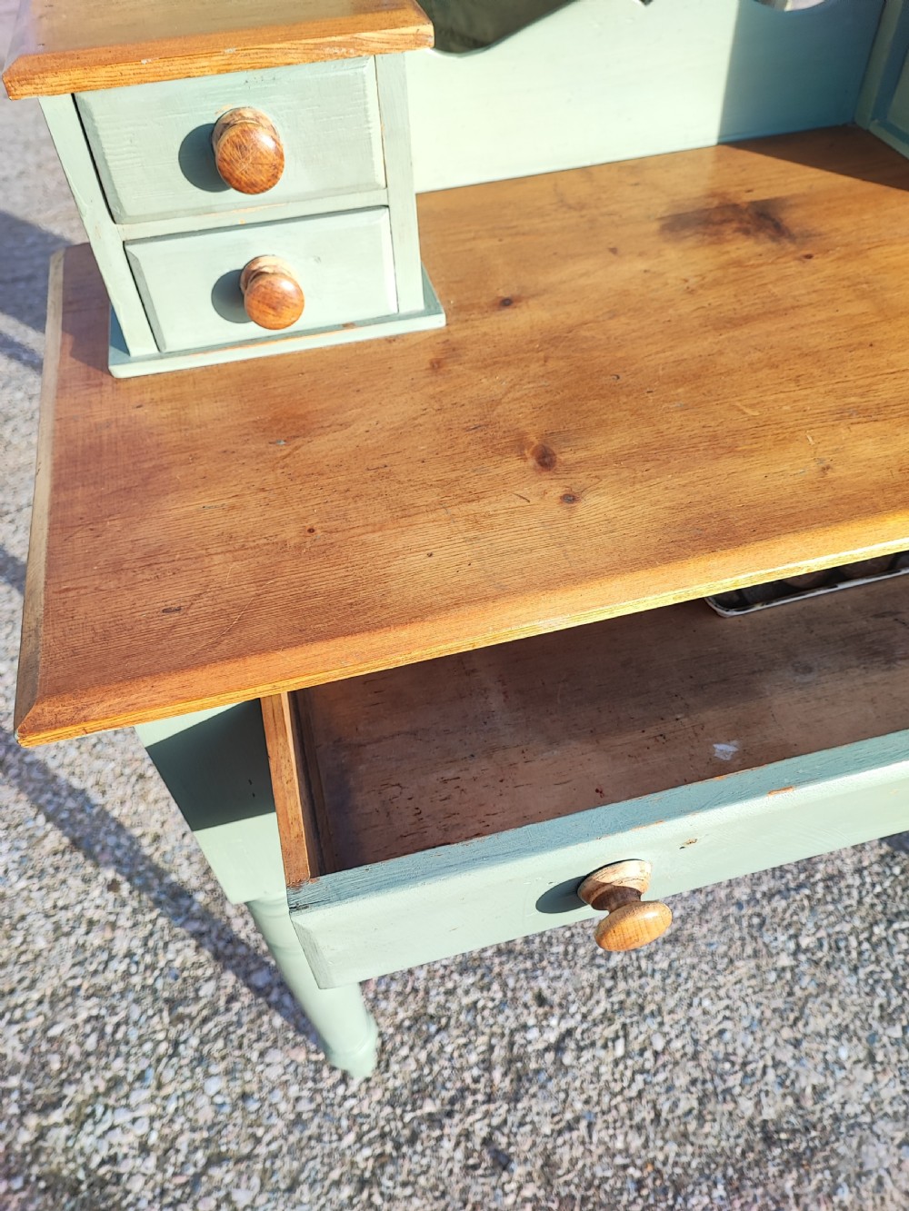 Victorian pine and painted dressing table. View III
