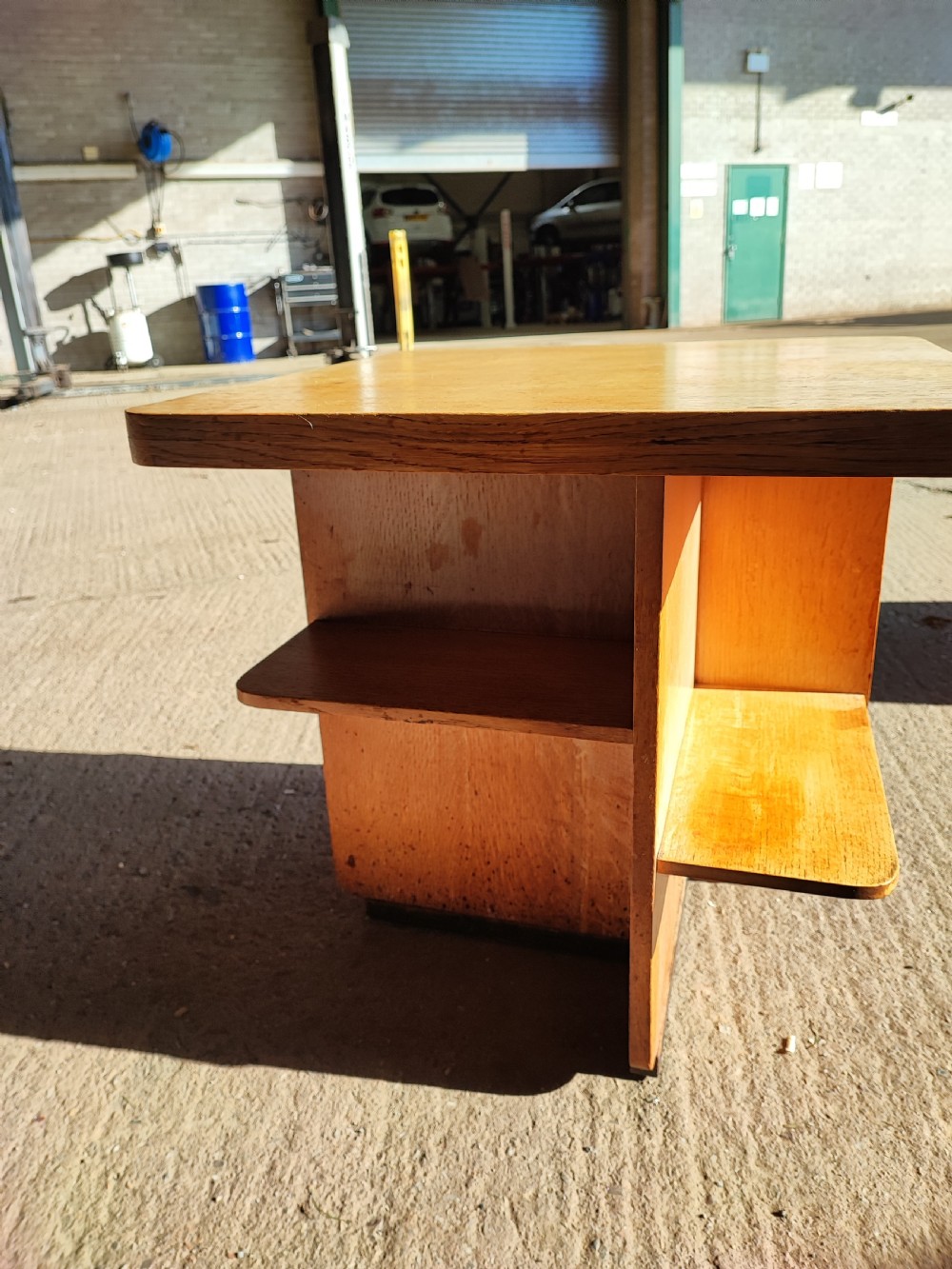 Art Deco oak book or lamp table in the Heals style. View II