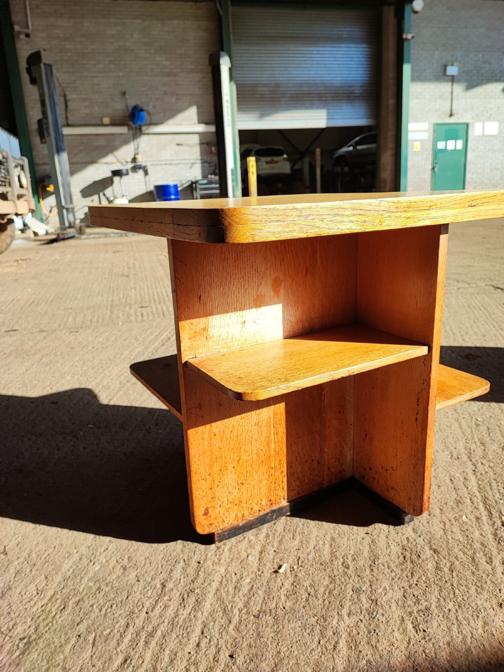 Art Deco oak book or lamp table in the Heals style. View III