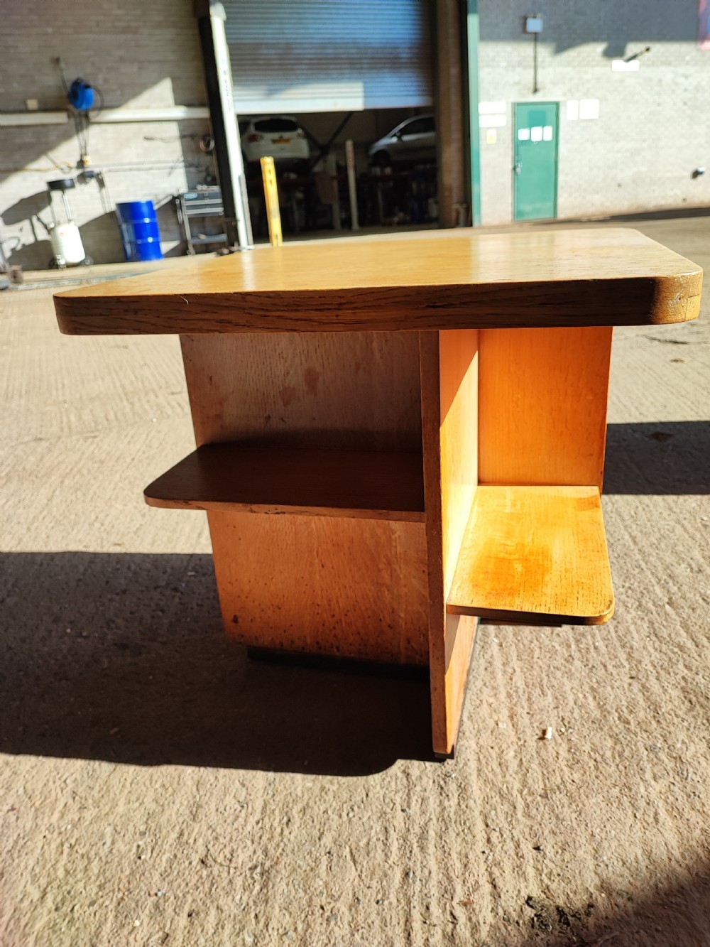 Art Deco oak book or lamp table in the Heals style. View IV