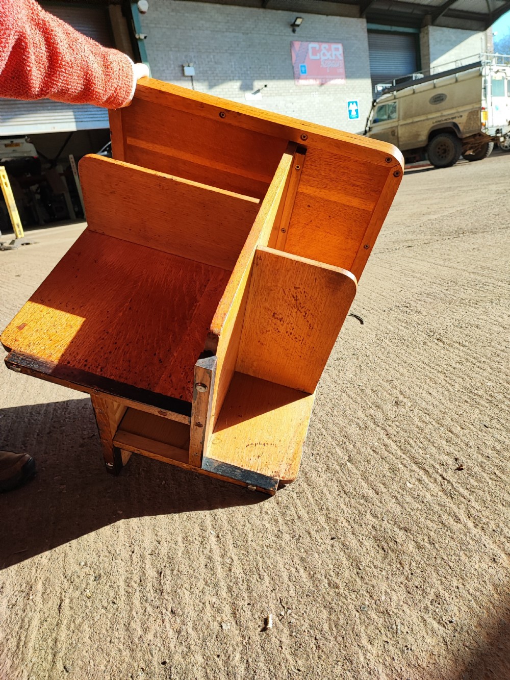 Art Deco oak book or lamp table in the Heals style. View VIII