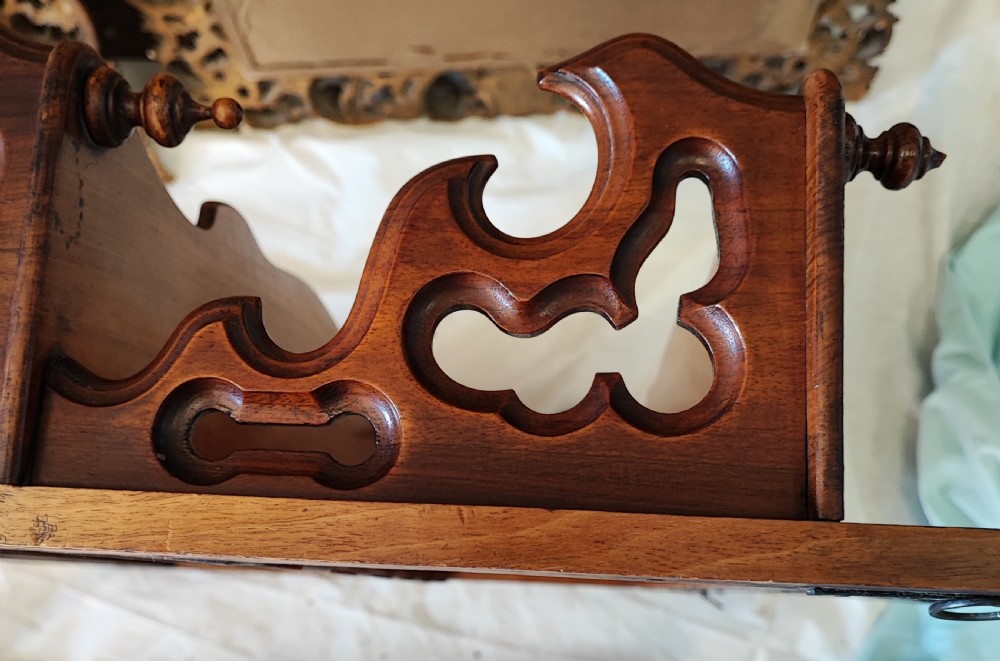 Victorian walnut hanging shelves. View III