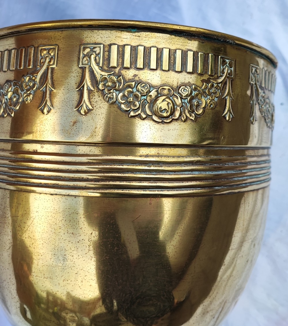 Antique Dutch brass jardiniere. View II