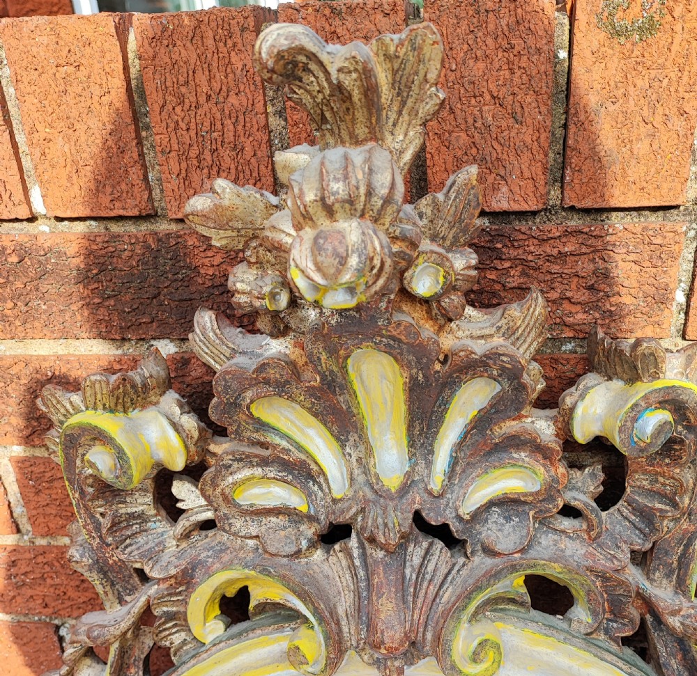 Antique carved and painted Italian mirror. View VIII