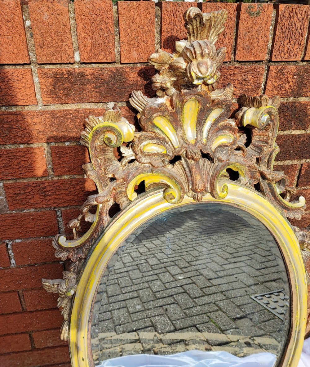 Antique carved and painted Italian mirror. View IX