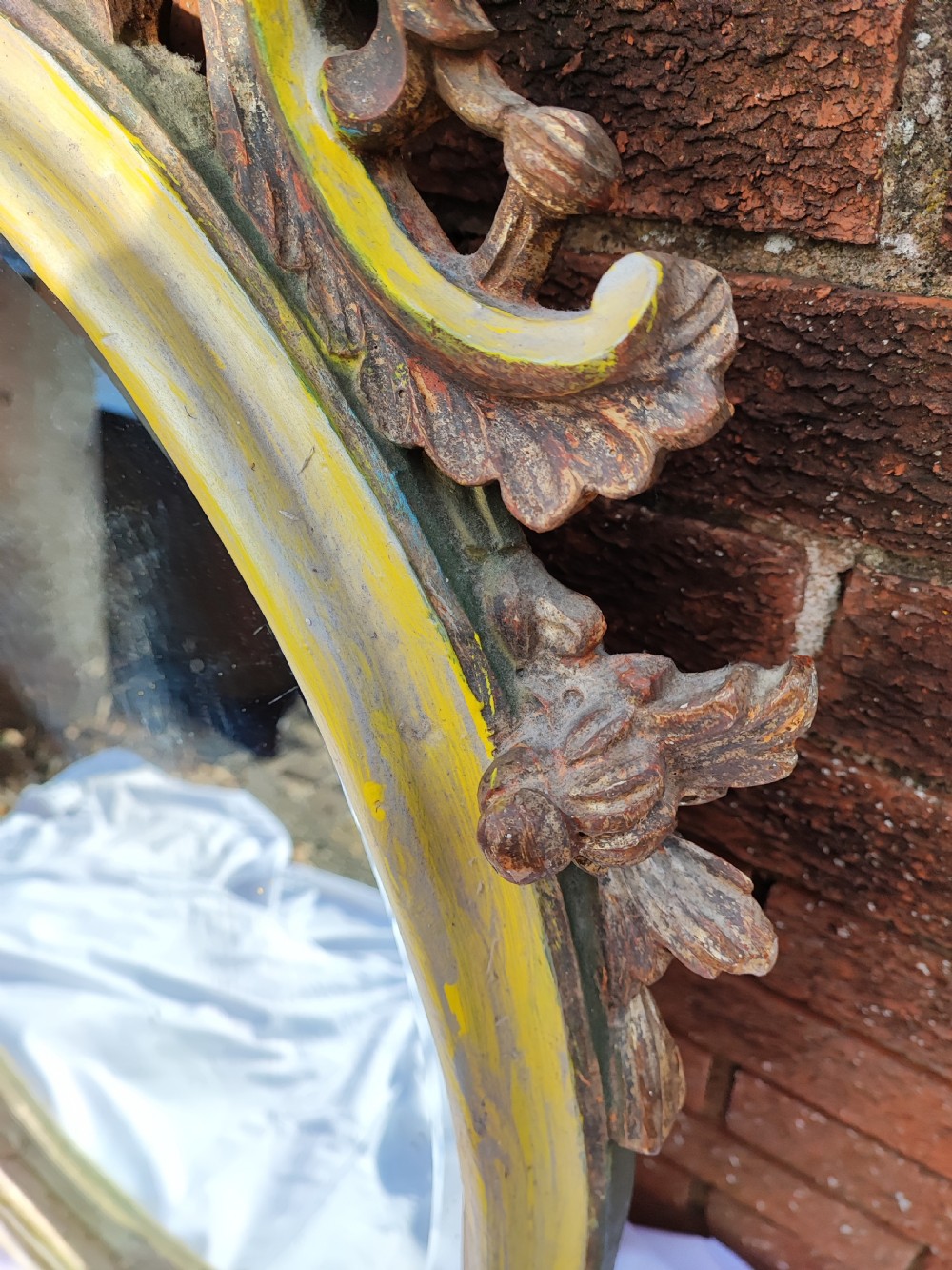 Antique carved and painted Italian mirror. View XV