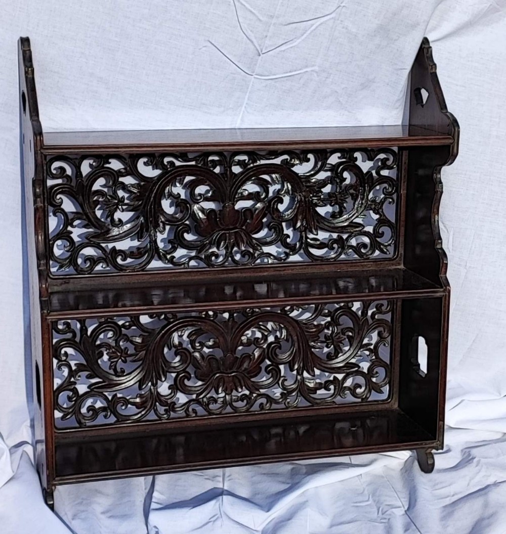Interesting Chinese rosewood hanging display shelf.