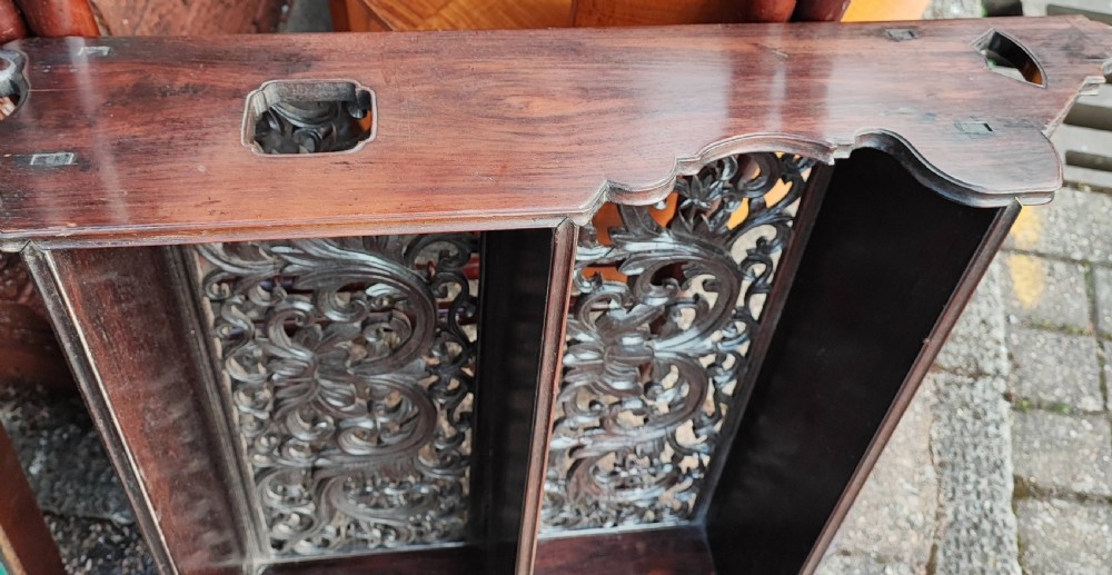 Interesting Chinese rosewood hanging display shelf. View II