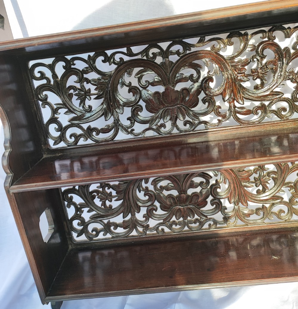 Interesting Chinese rosewood hanging display shelf. View XI