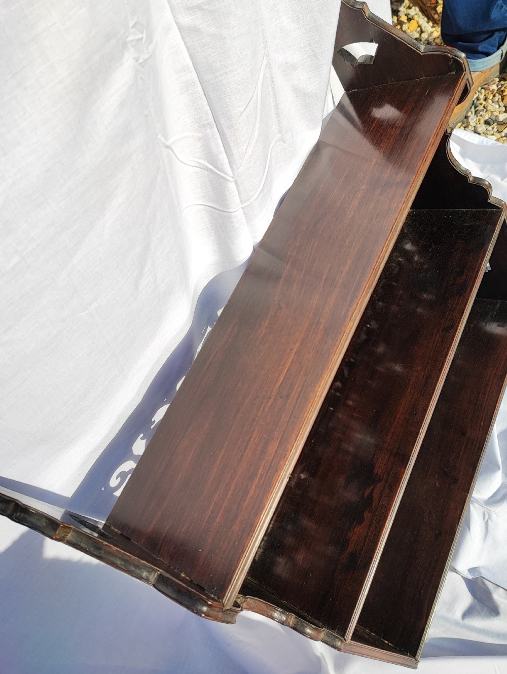 Interesting Chinese rosewood hanging display shelf. View XIII