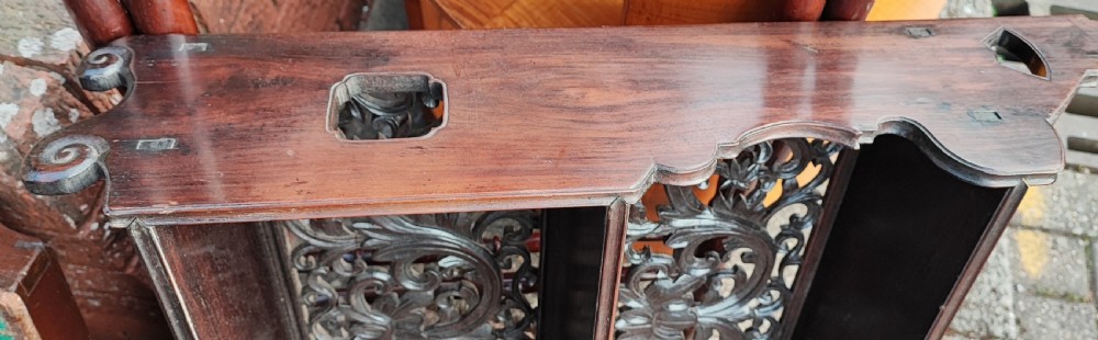 Interesting Chinese rosewood hanging display shelf. View XIV