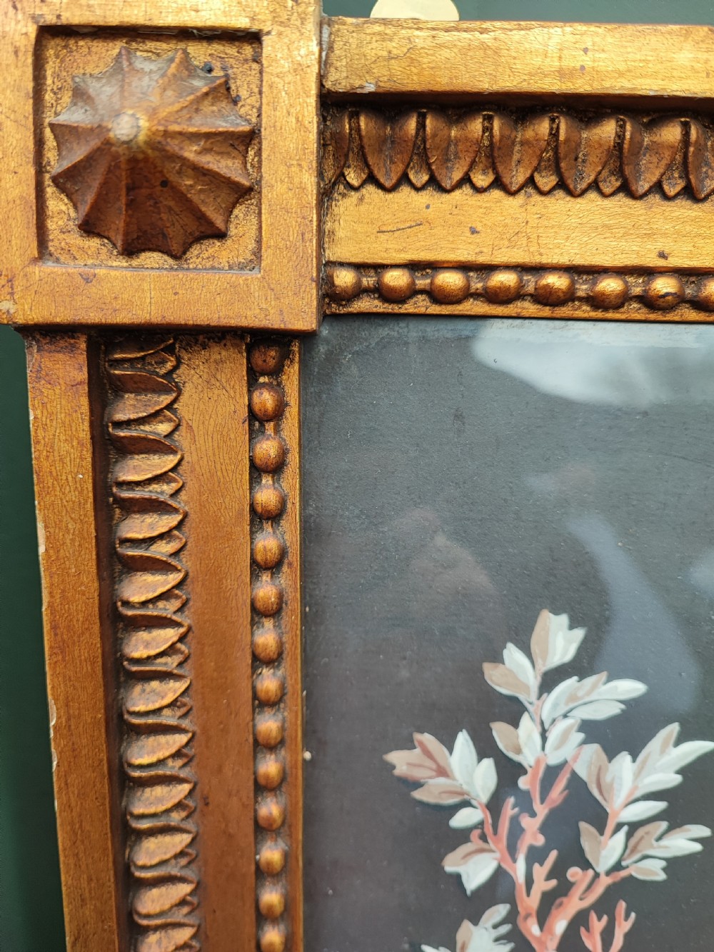 Regency gilt and gesso pier mirror with hand painted top panel. View VI