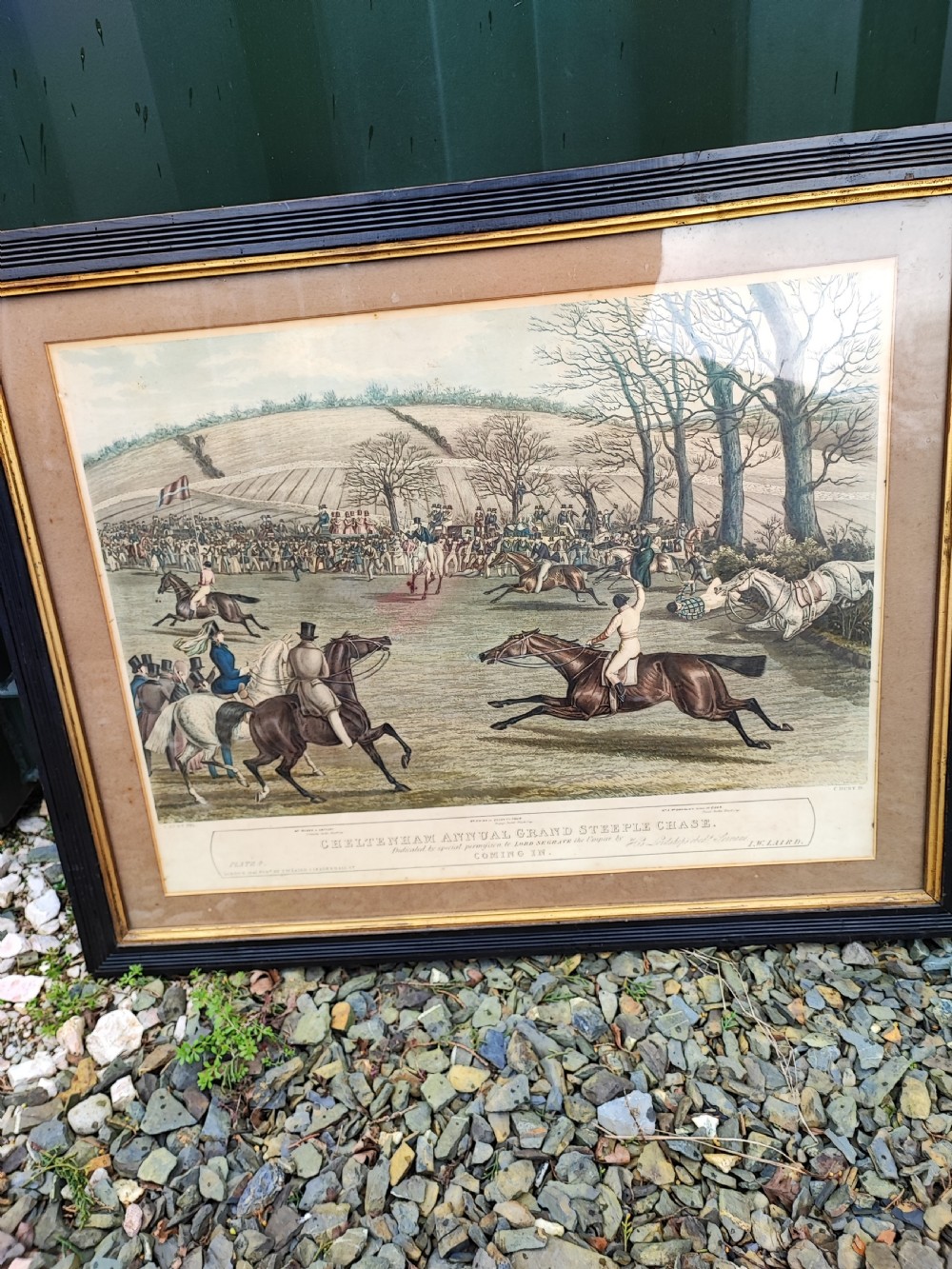Coloured engraving of the Cheltenham festival race dated 1841.
