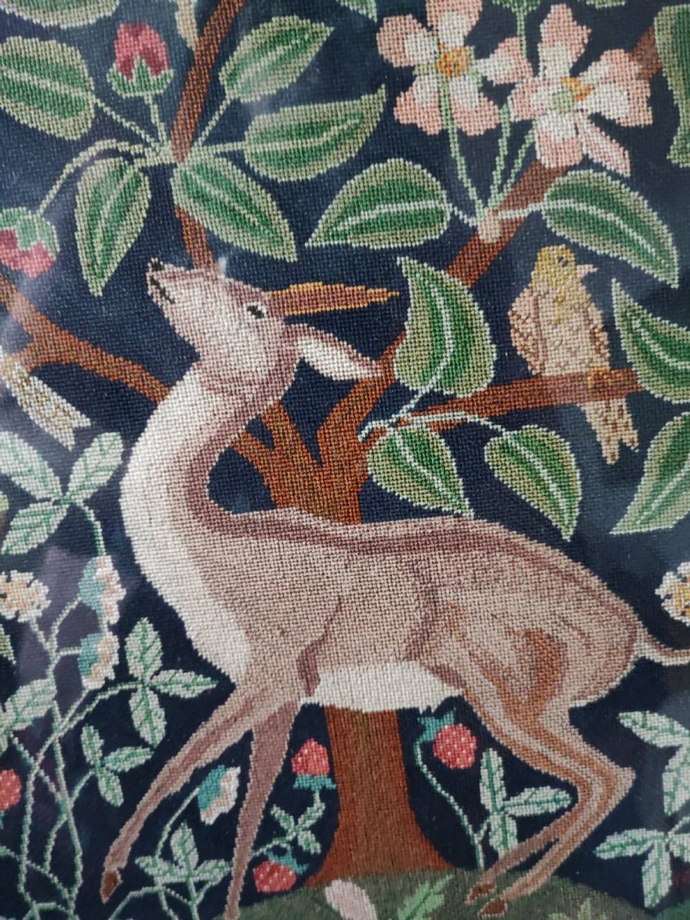 A fine Art's and crafts needlework framed panel ,signed M J Walker. View IX