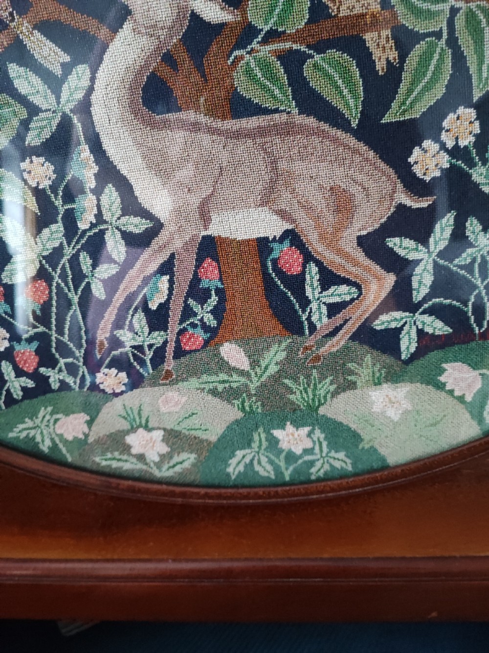 A fine Art's and crafts needlework framed panel ,signed M J Walker. View X