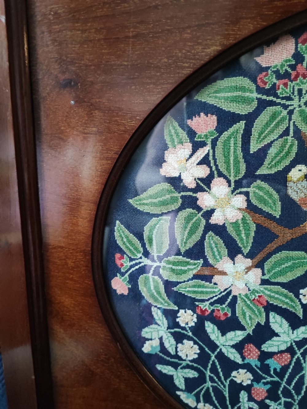 A fine Art's and crafts needlework framed panel ,signed M J Walker. View XI