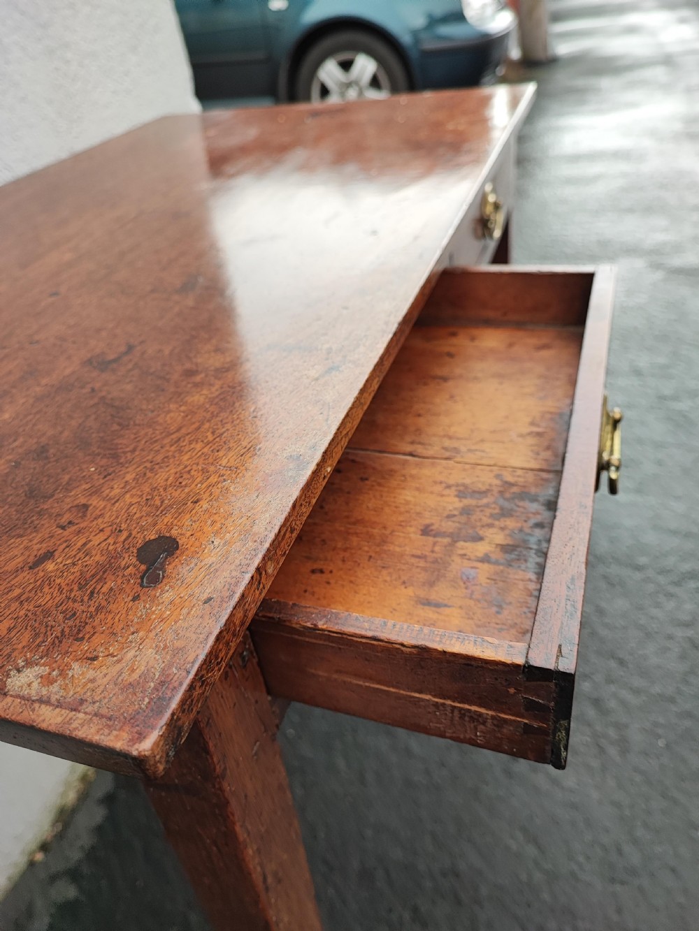 A George III mahogany 2 drawer side table. View VII