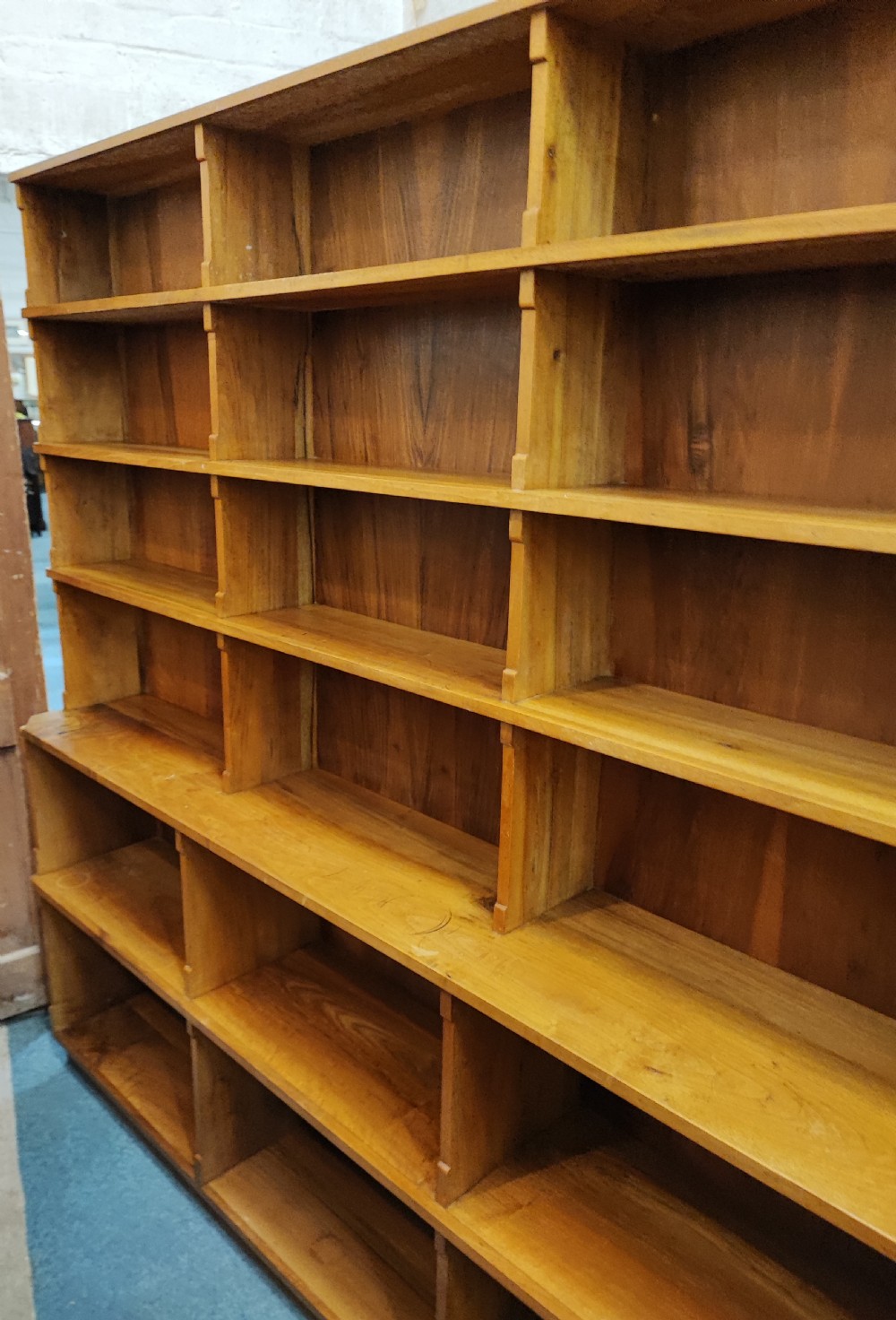 Antique walnut open bookcase. View III