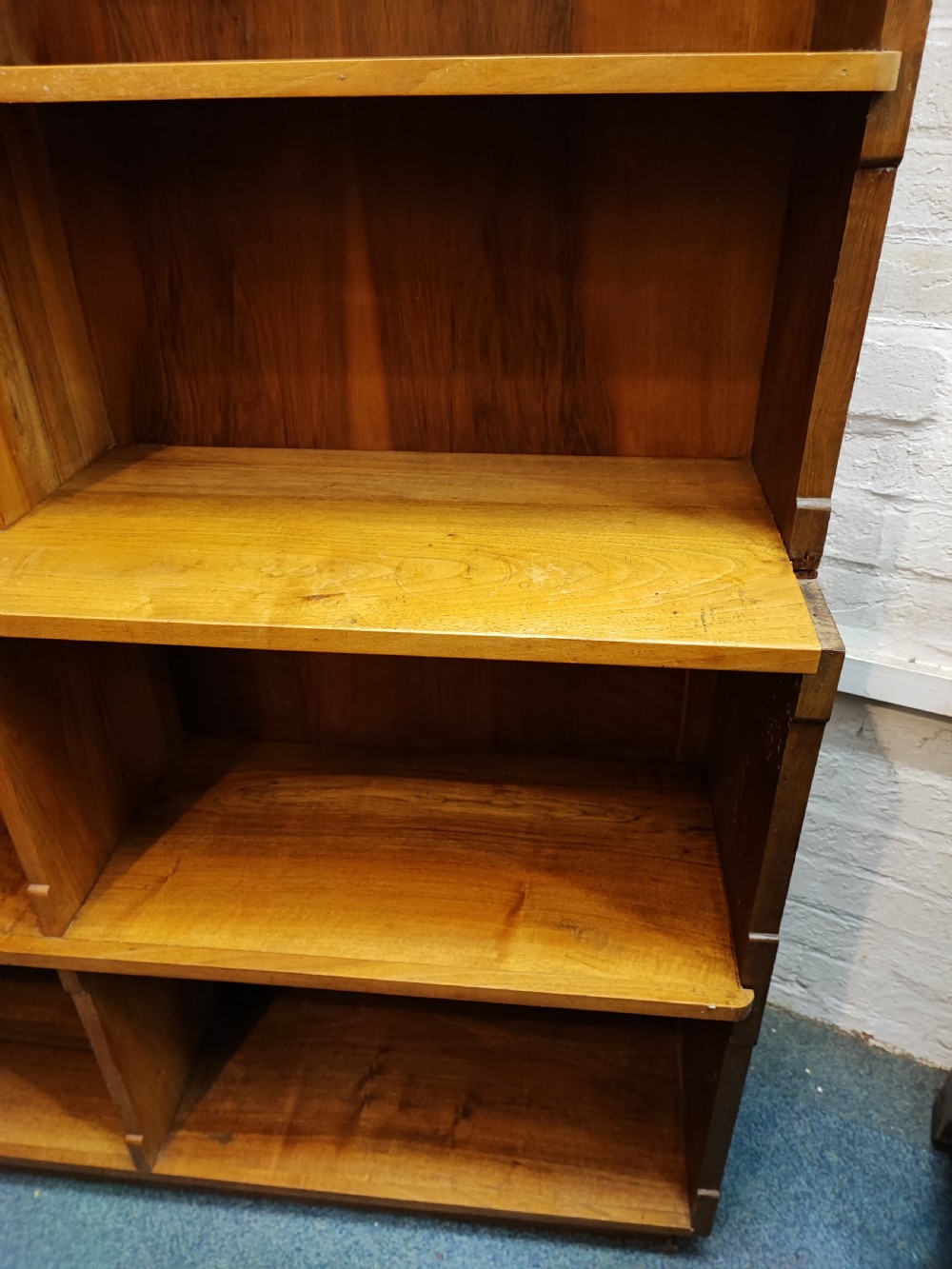 Antique walnut open bookcase. View VIII