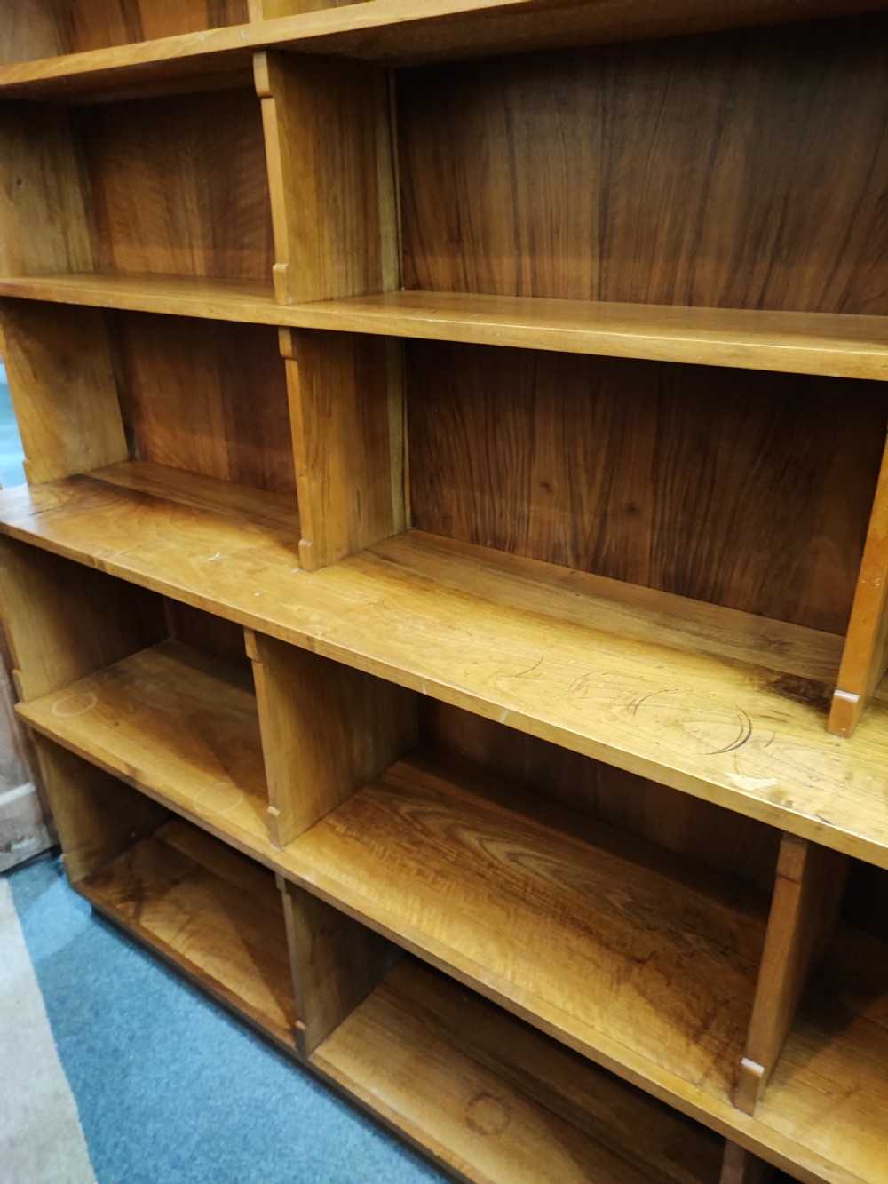 Antique walnut open bookcase. View XII