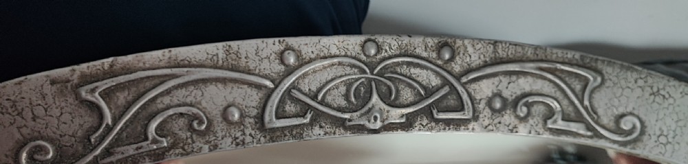 Art's and crafts, Scottish oval pewter framed mirror. View X