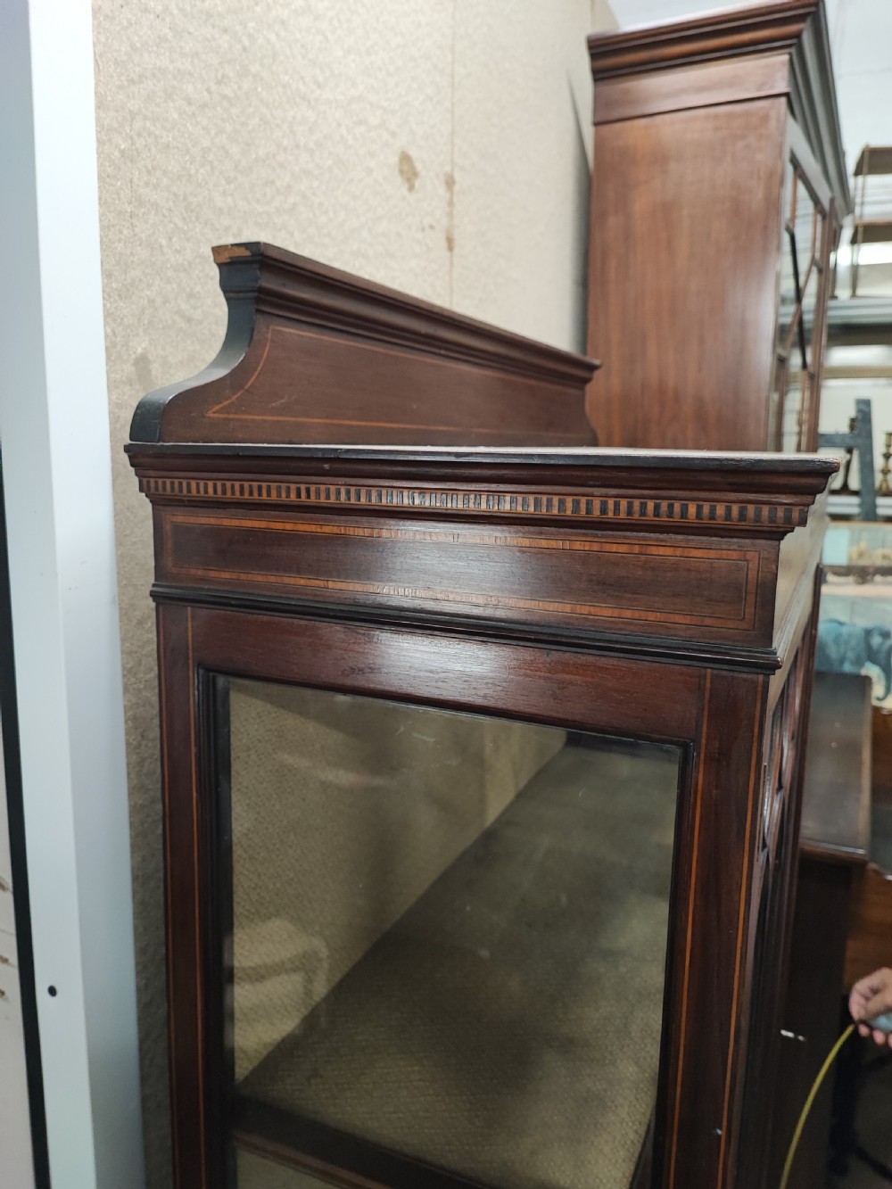 Edwardian inlaid display cabinet. View III