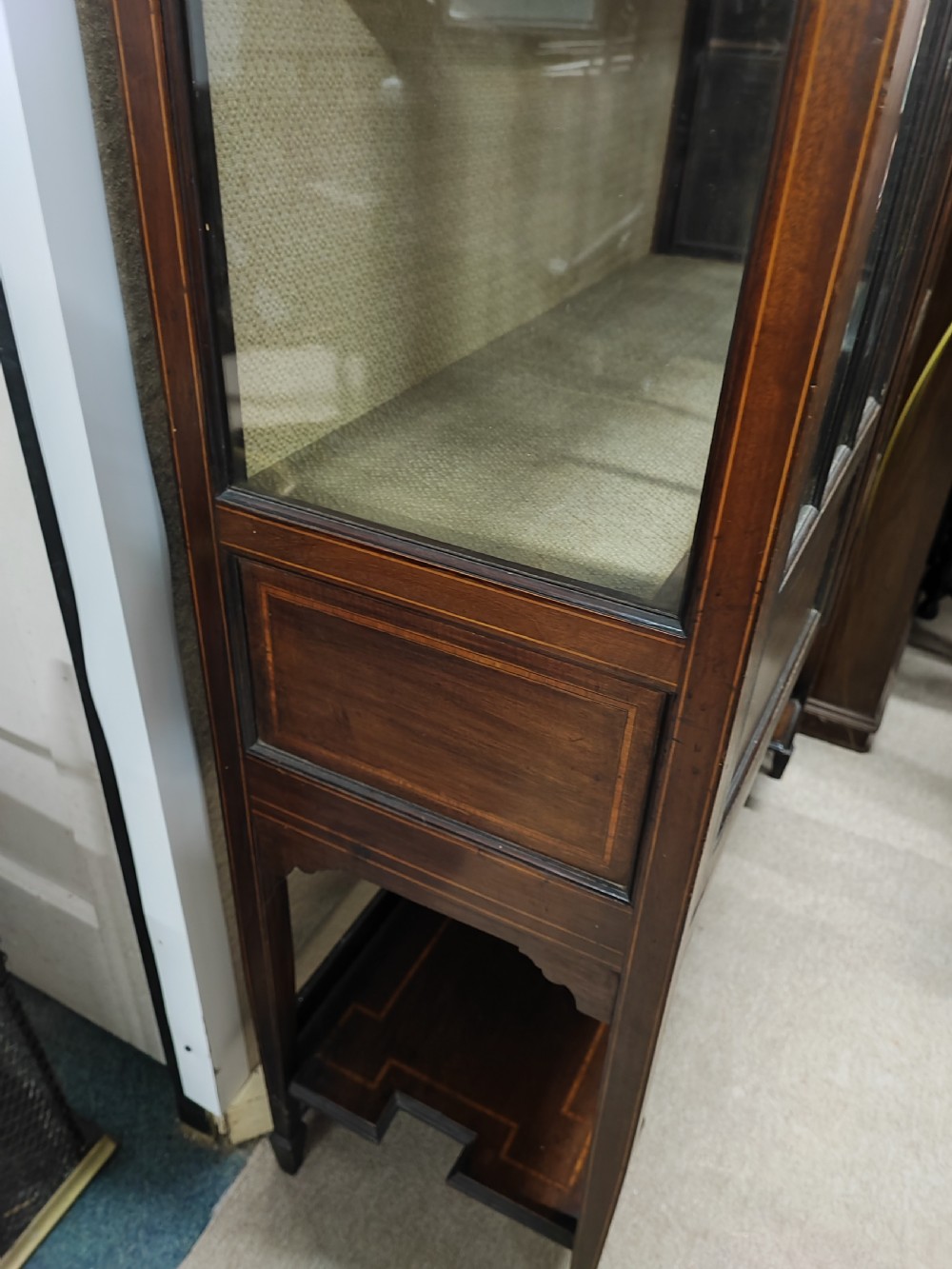 Edwardian inlaid display cabinet. View IV