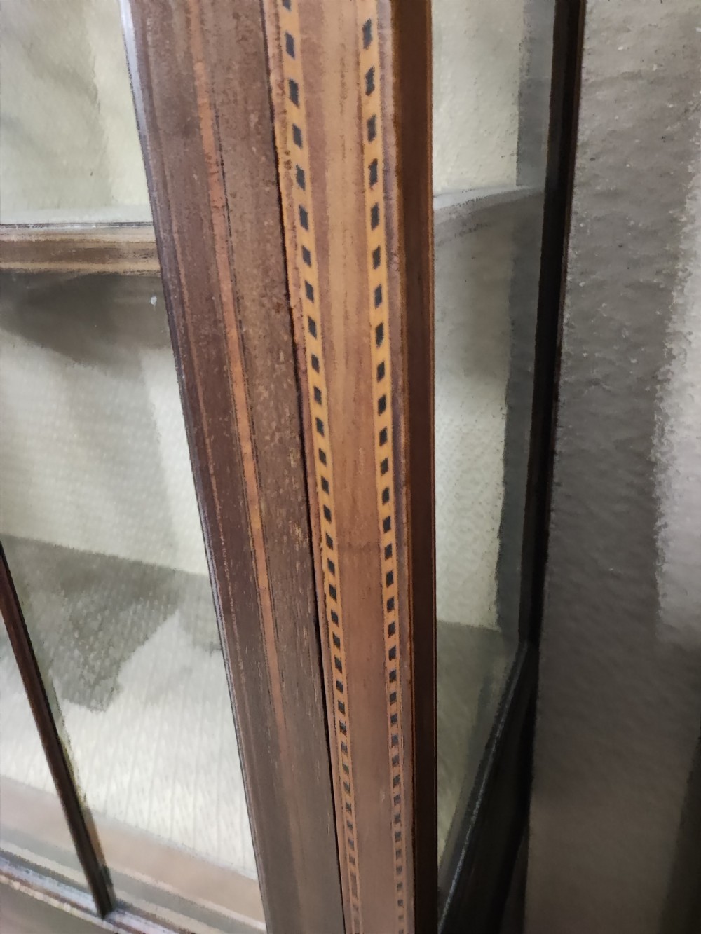Edwardian inlaid display cabinet. View IX