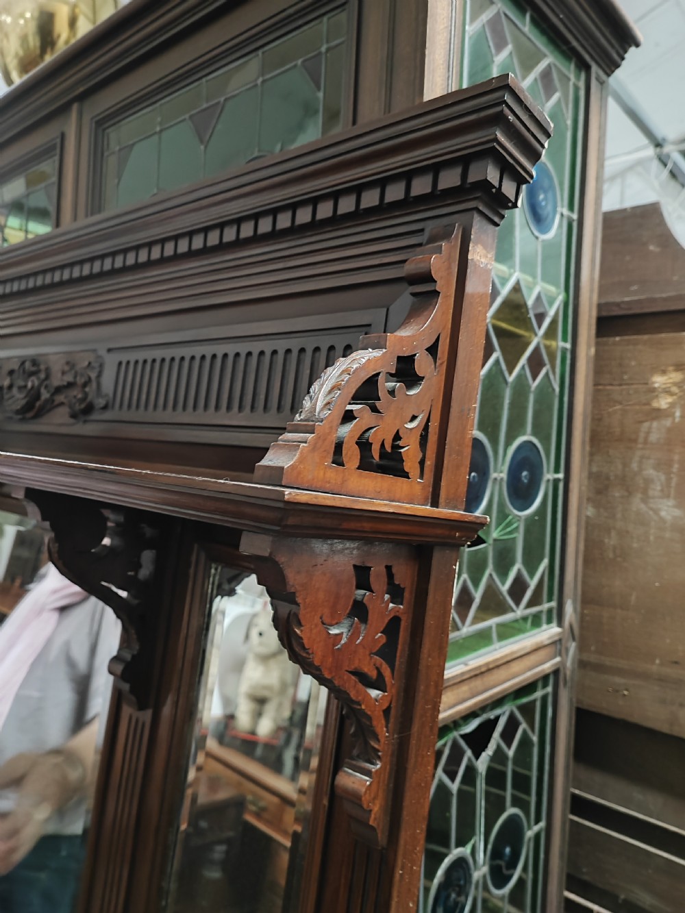 Large Victorian mahogany overmantel mirror. View IV