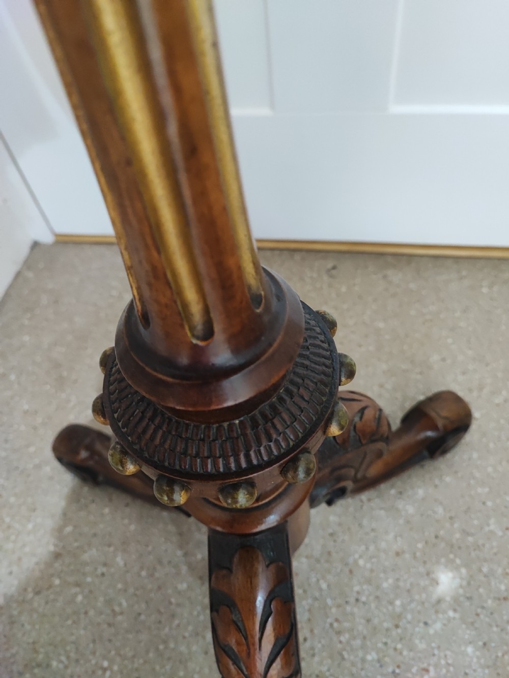 A fine and rare Victorian burr walnut tripod table. View XX