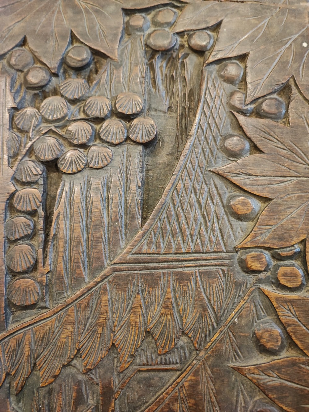 19c carved camphor trunk. View II