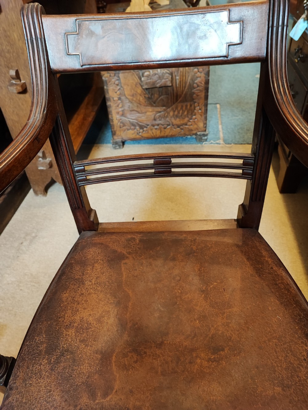 Regency mahogany desk armchair. View IX