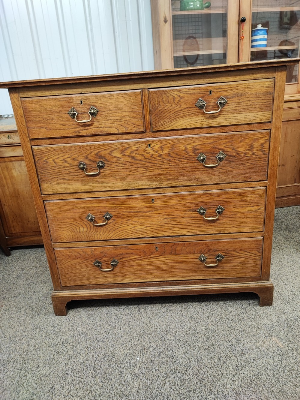 Antique light oak chest of drawers. View VII