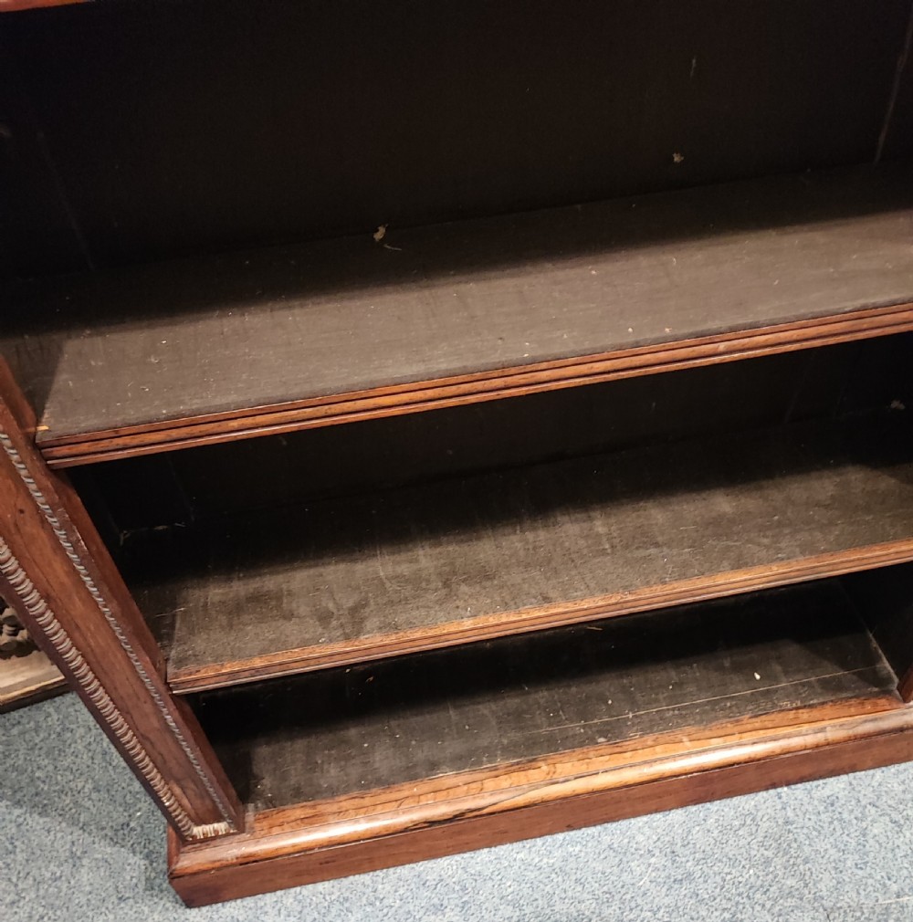 Regency rosewood open bookcase with original white marble top. View X