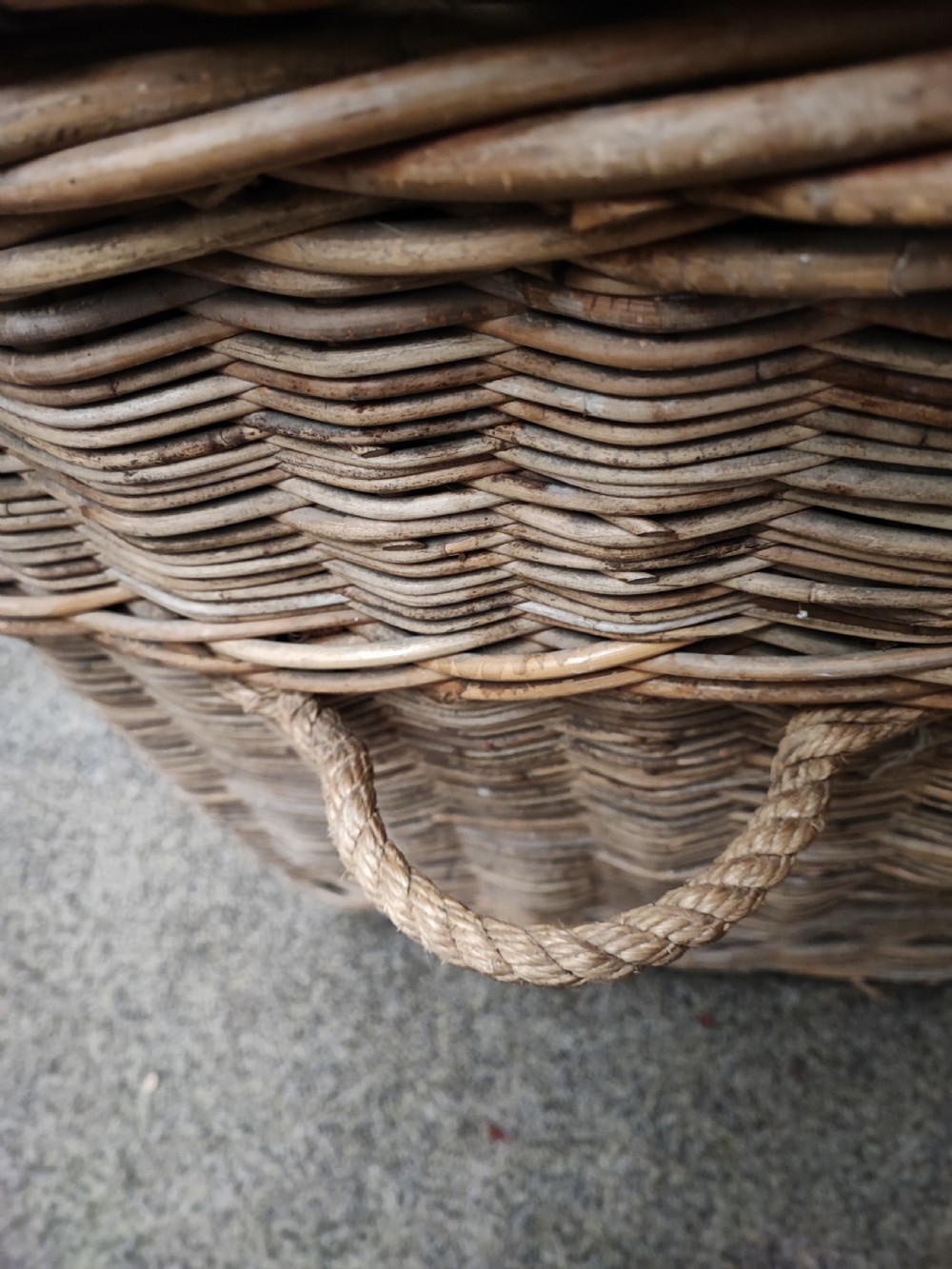 Antique wicker log or laundry basket of extra large size. View II