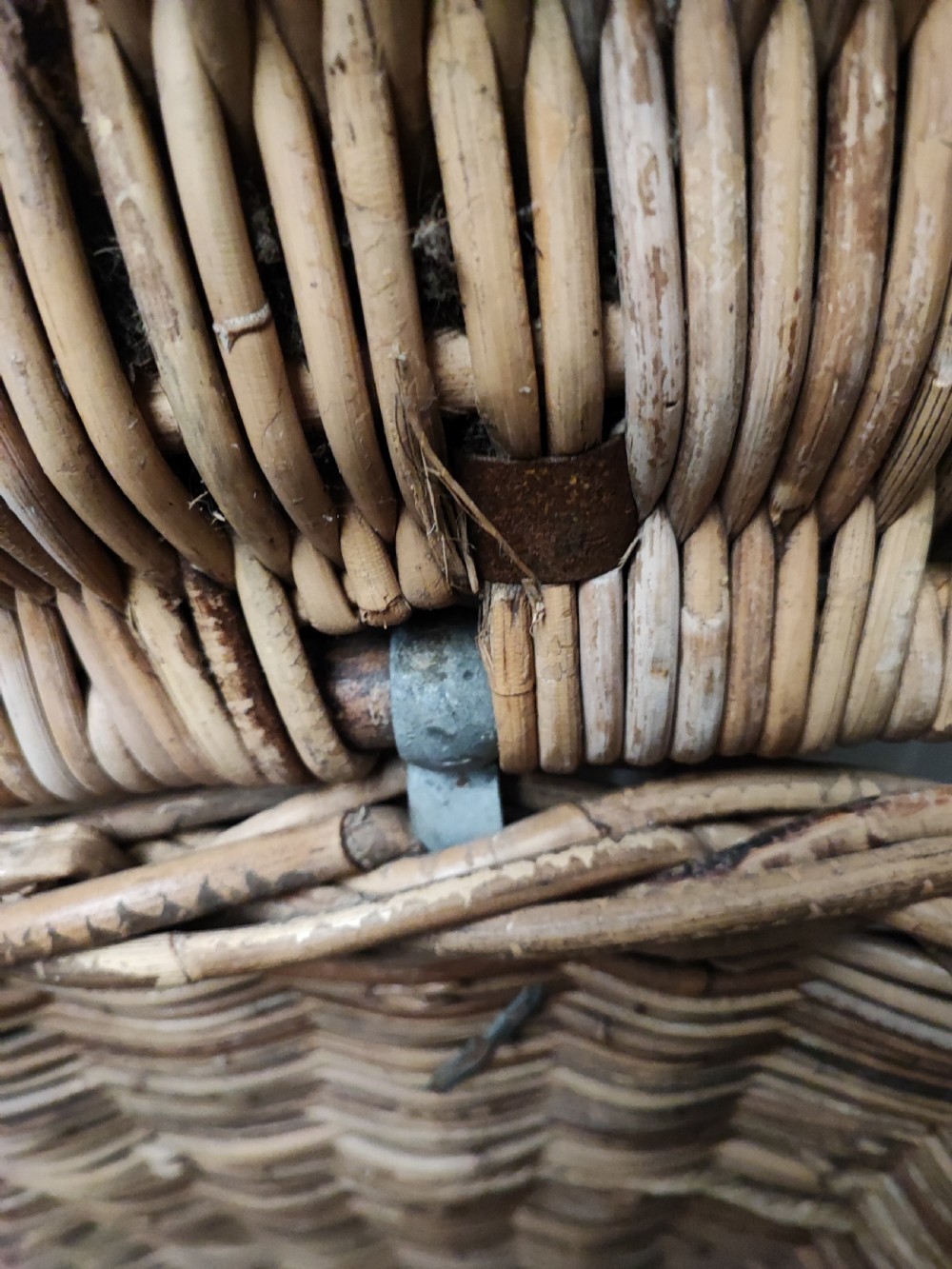 Antique wicker log or laundry basket of extra large size. View III