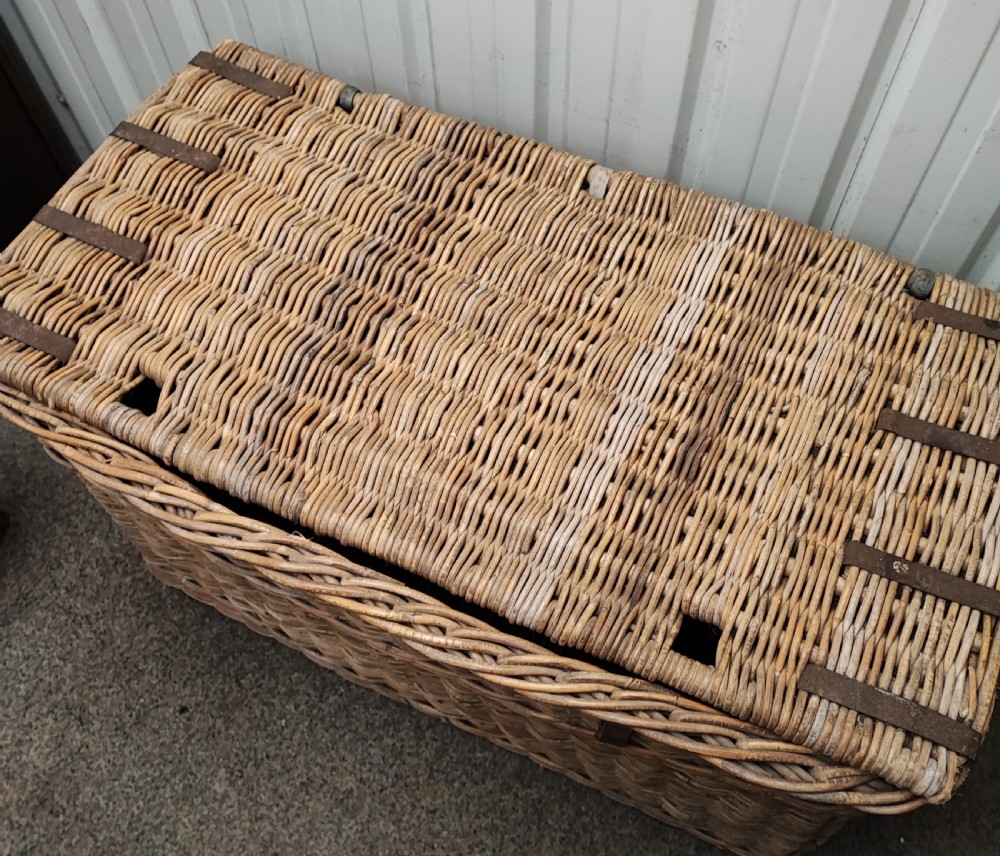 Antique wicker log or laundry basket of extra large size. View VI
