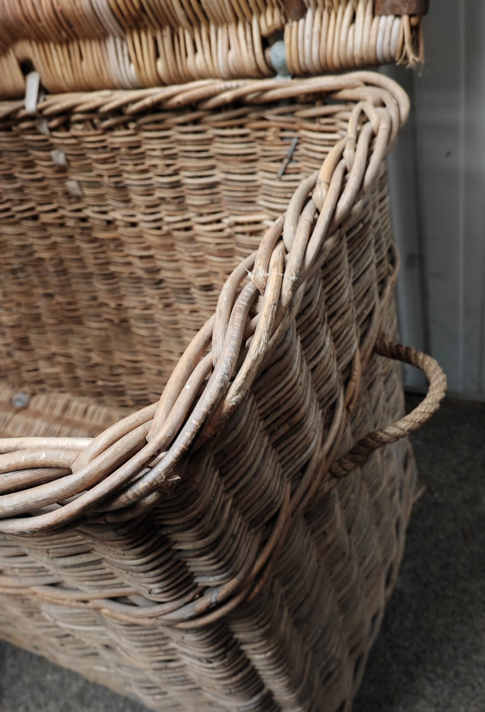 Antique wicker log or laundry basket of extra large size. View XII