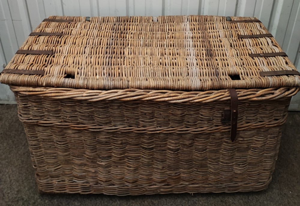 Antique wicker log or laundry basket of extra large size. View XIV