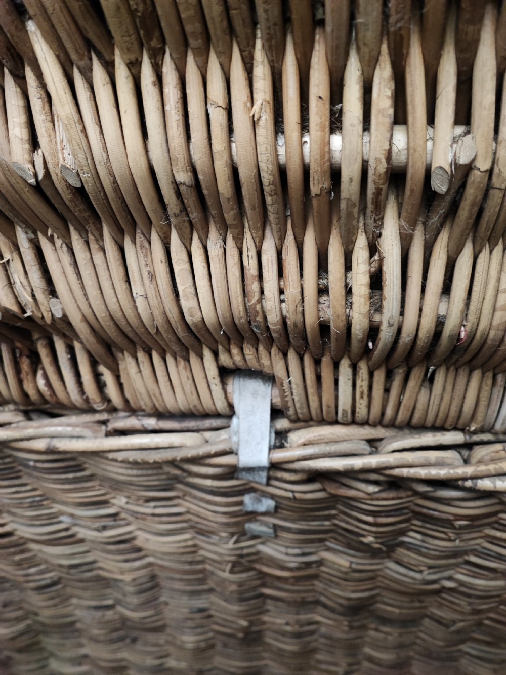 Antique wicker log or laundry basket of extra large size. View XV