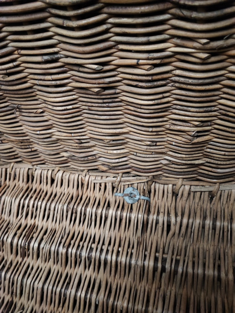 Antique wicker log or laundry basket of extra large size. View XVI
