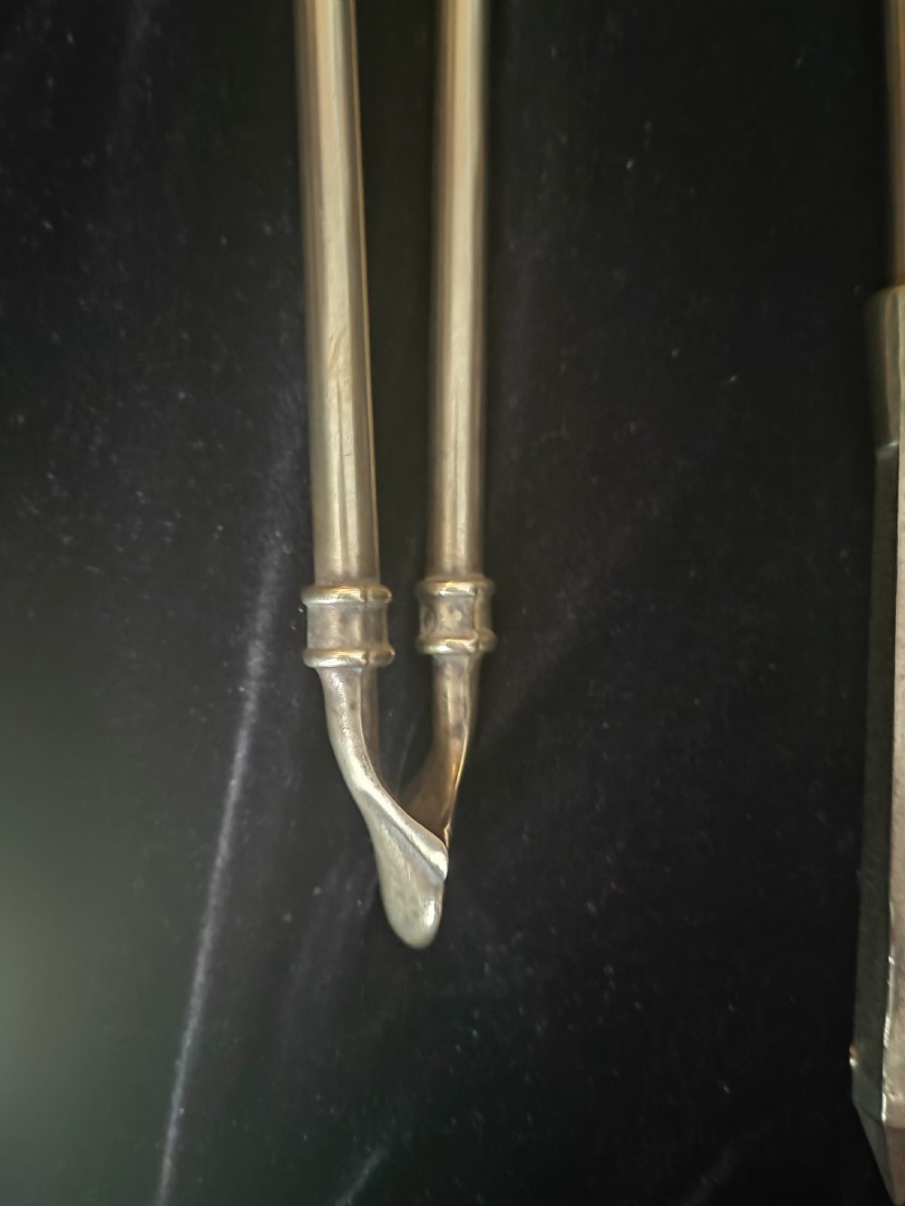 Antique set of 3 brass fire irons. View IX