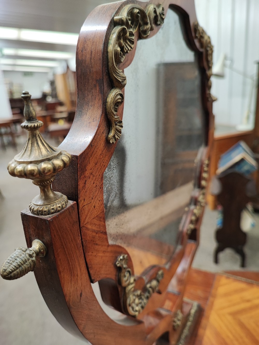 A fine French Kingwood and ormolu dressing mirror. View II