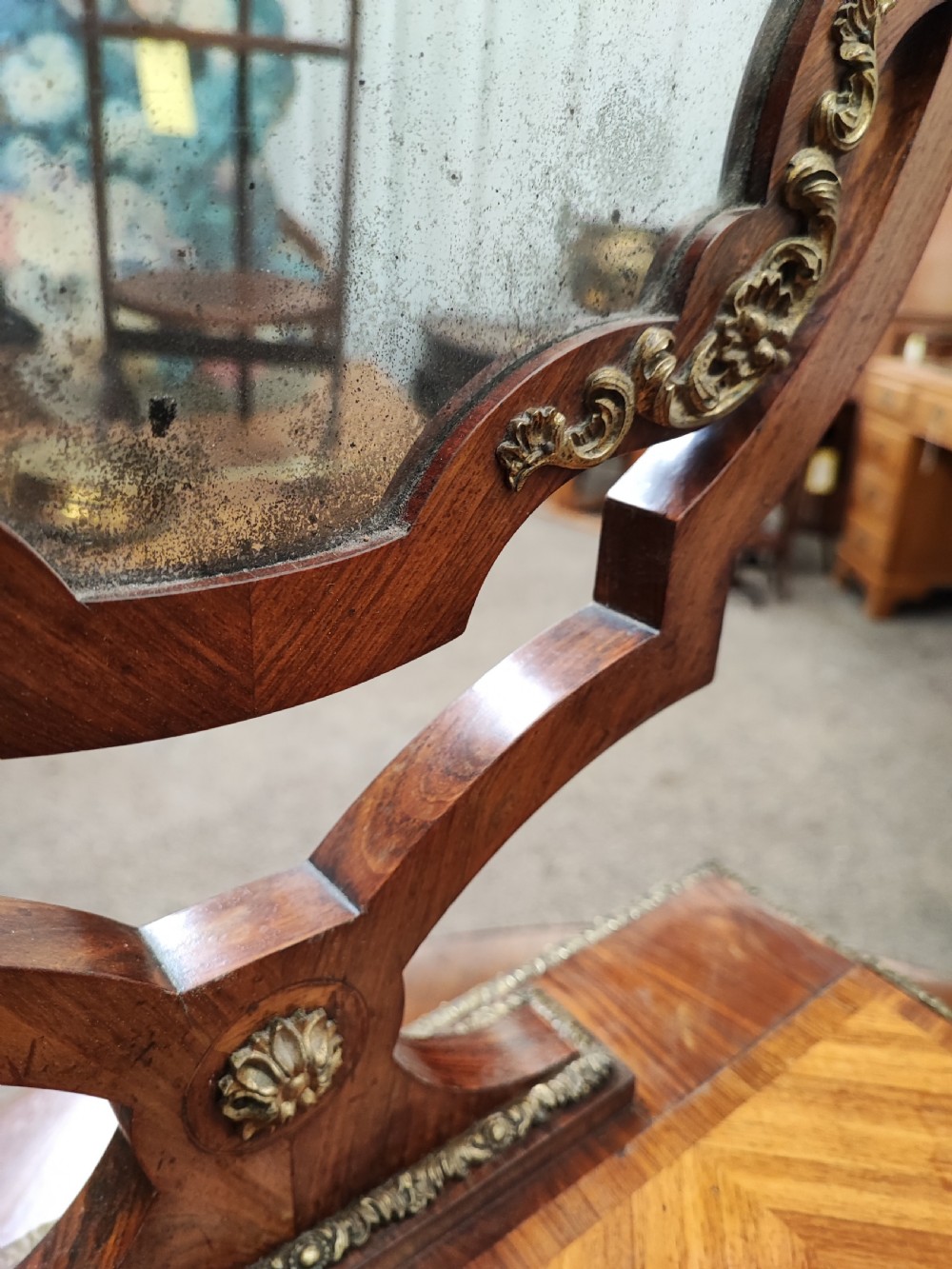 A fine French Kingwood and ormolu dressing mirror. View V