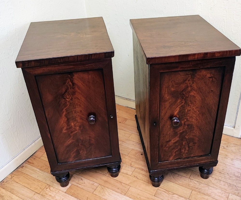 A pair of Regency mahogany bedside cabinets.