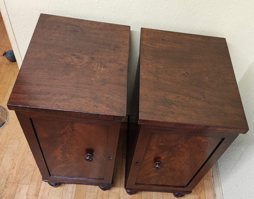 A pair of Regency mahogany bedside cabinets. View II