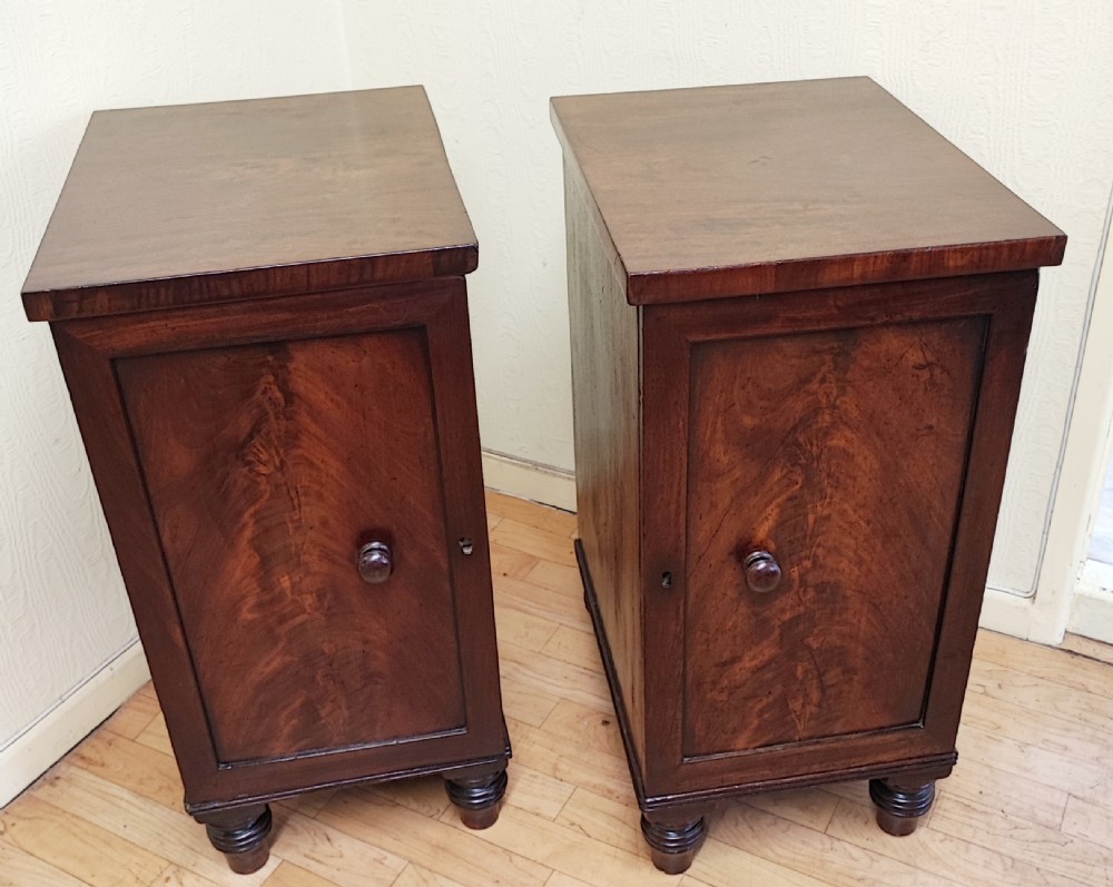A pair of Regency mahogany bedside cabinets. View IV